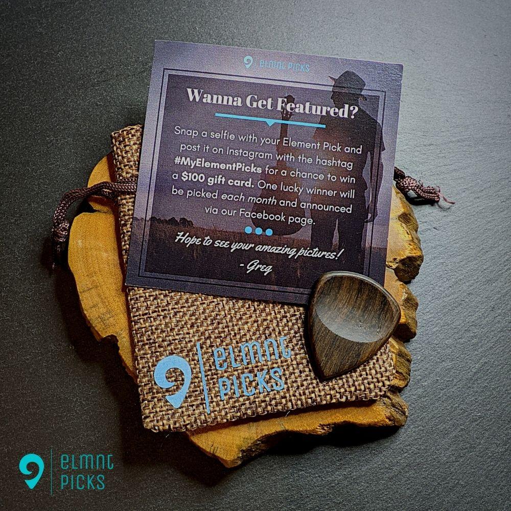 Hand-Crafted Black Chacate Wood Plectrum
