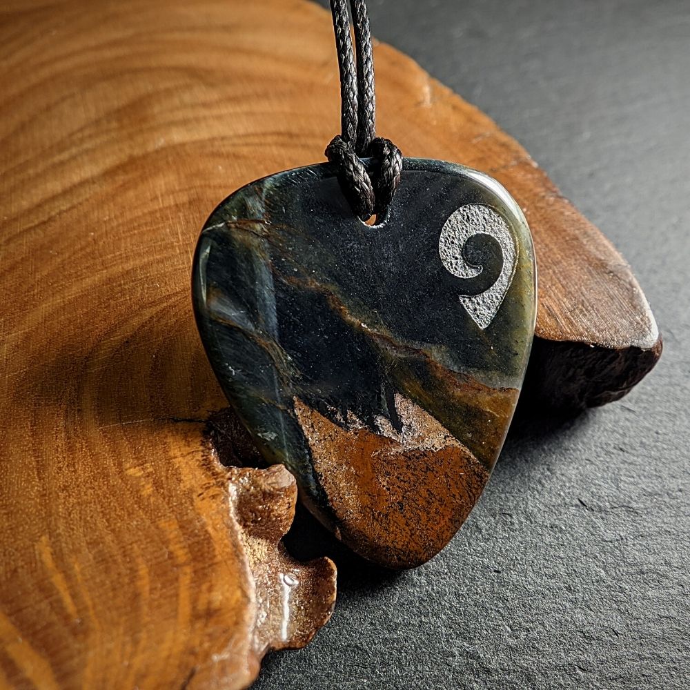 Hand-Carved Blue Tiger Eye Plectrum