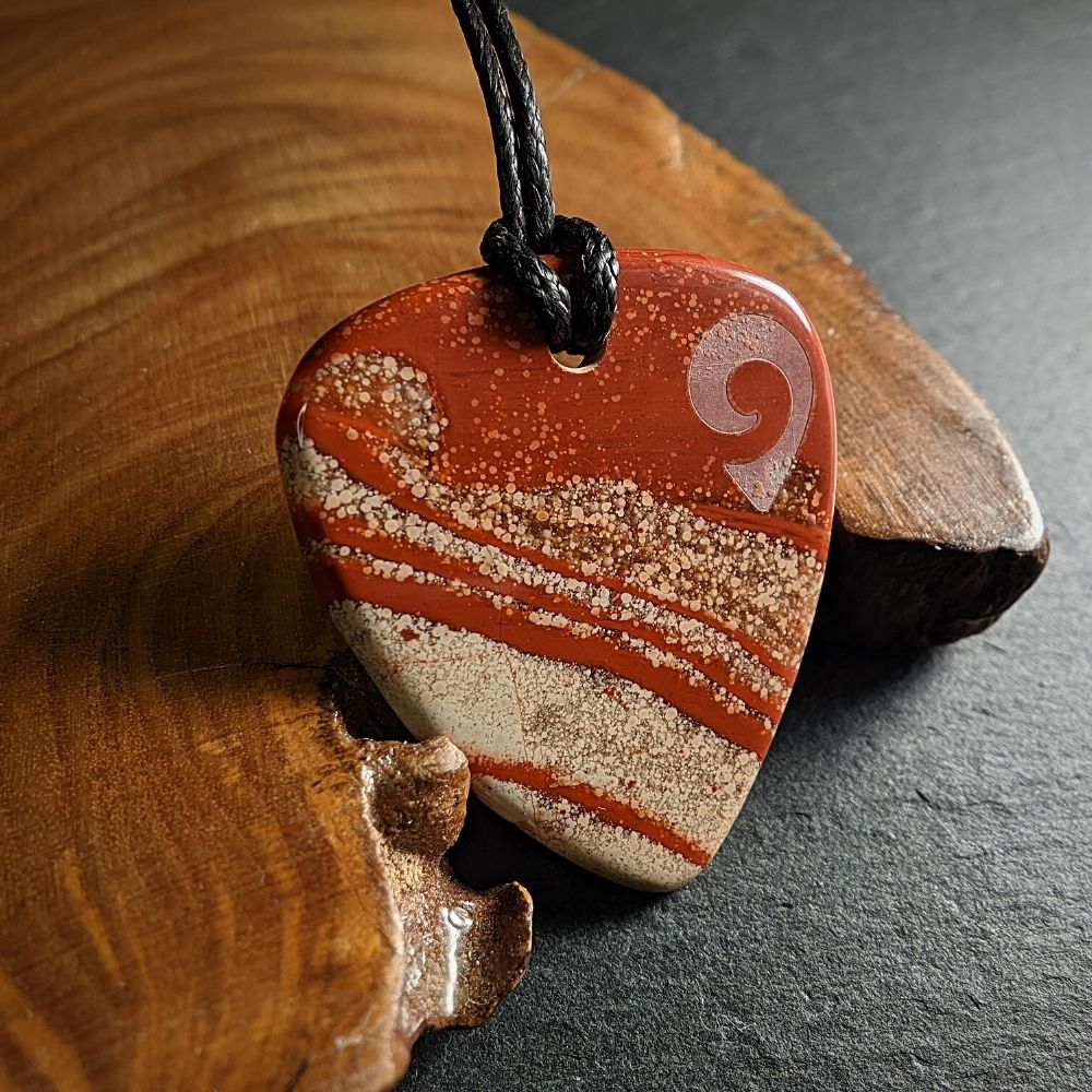 Hand-Carved Red Jasper Plectrum