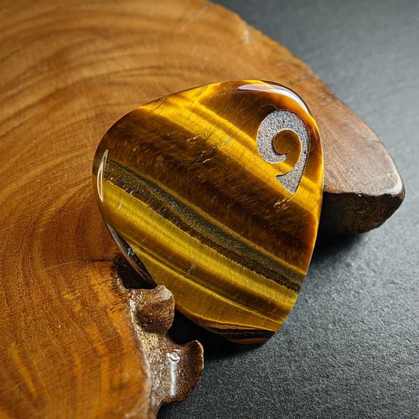 Tiger Eye Guitar Pick Necklace | Handmade Crystal Plectrum