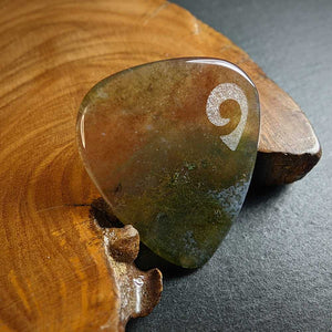 Hand-Carved Moss Agate Plectrum