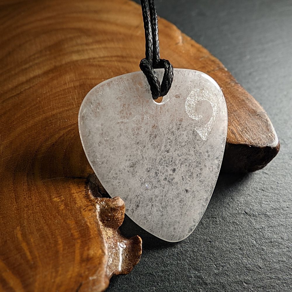 Hand-Carved Clear Quartz Plectrum