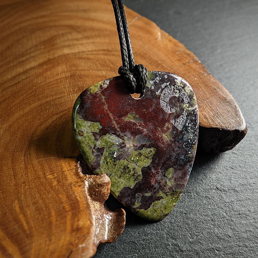 Hand-Carved Dragon Blood Jasper Plectrum