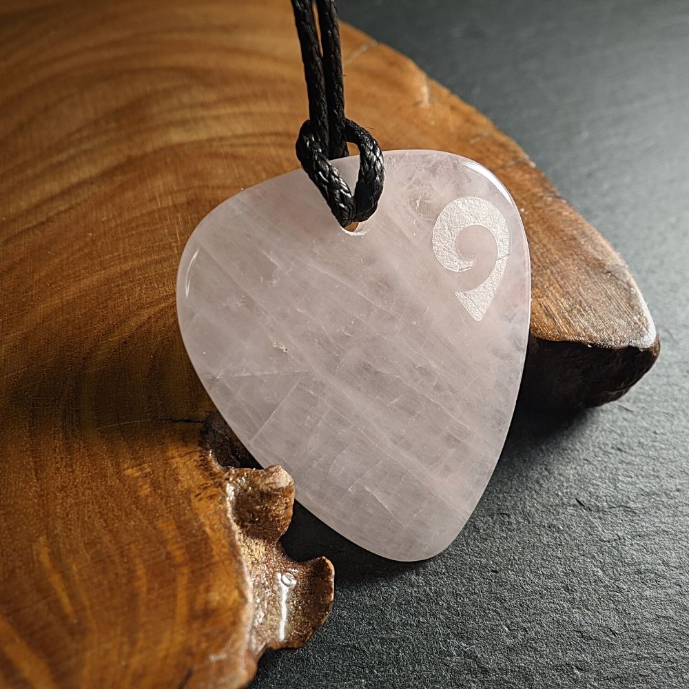 Hand-Carved Rose Quartz Plectrum