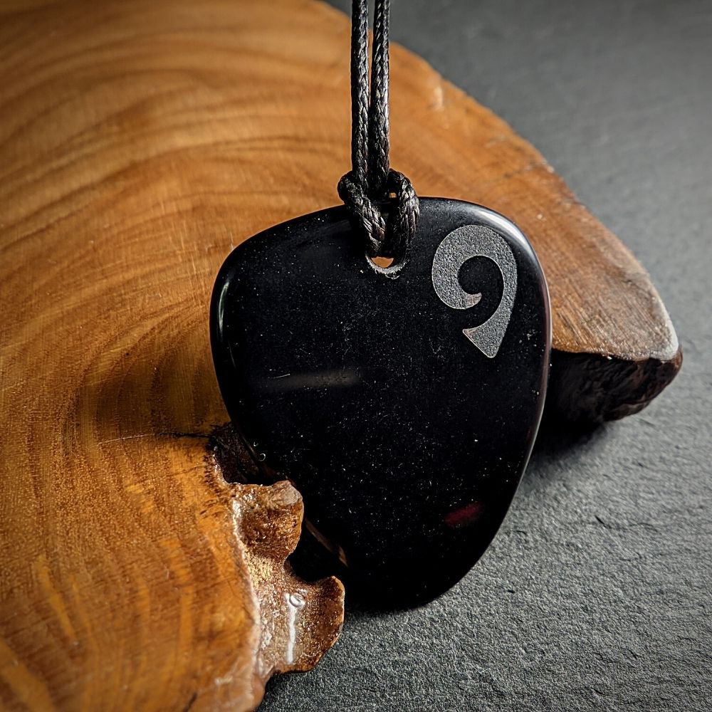 Hand-Carved Black Obsidian Plectrum