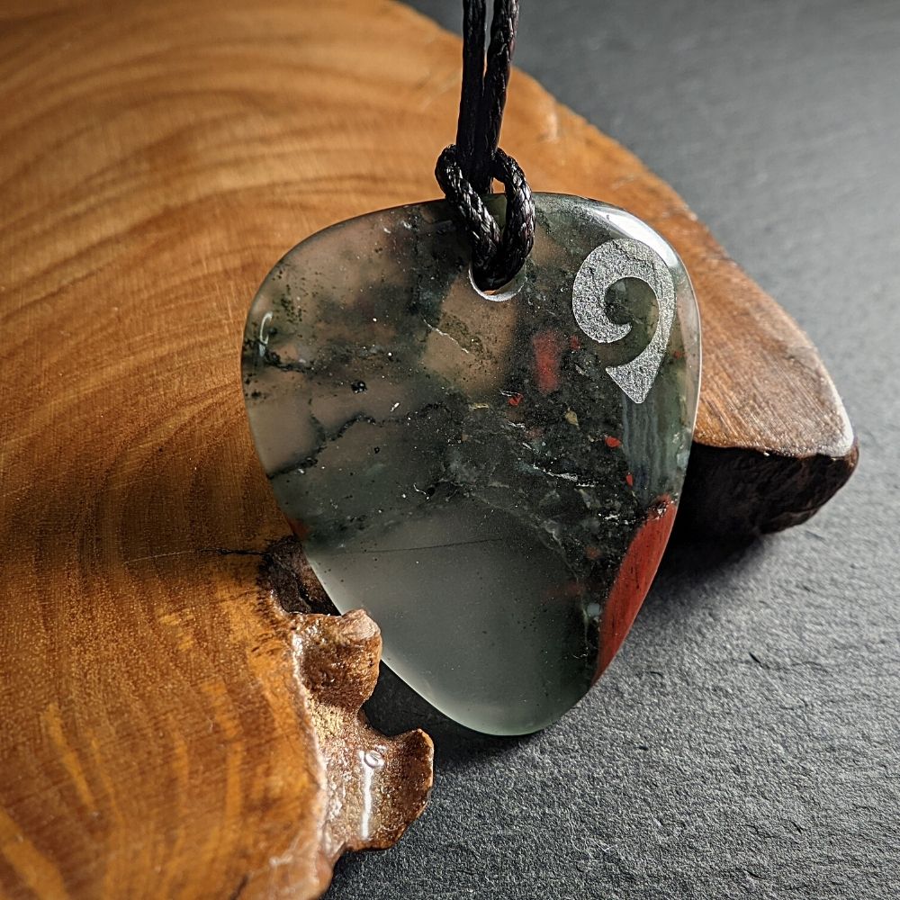 Hand-Carved Bloodstone Plectrum
